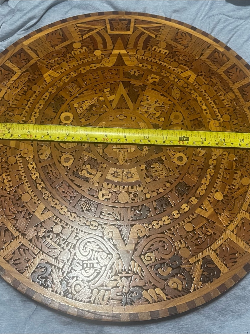 Hand-Carved Wooden Aztec Wall Plaque - Brown